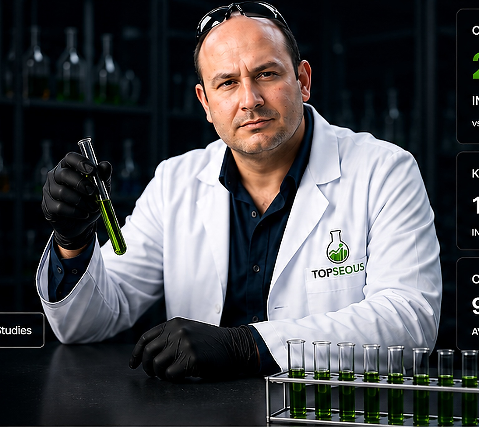 TopSEOus laboratory engineer conducting an SEO experiment